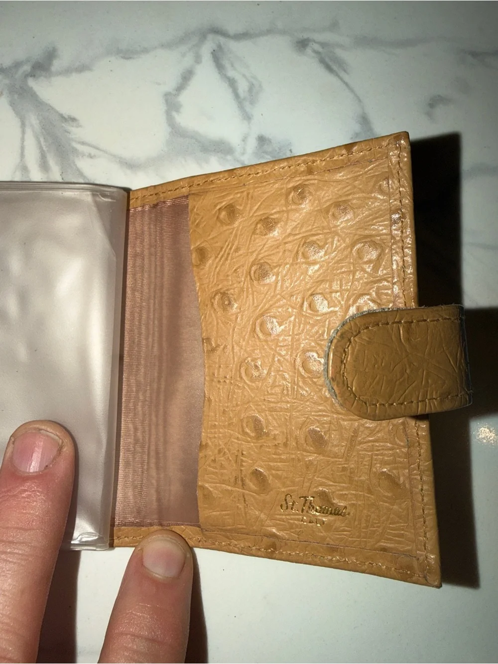 Slim Croc-Embossed Card Holder in Taupe